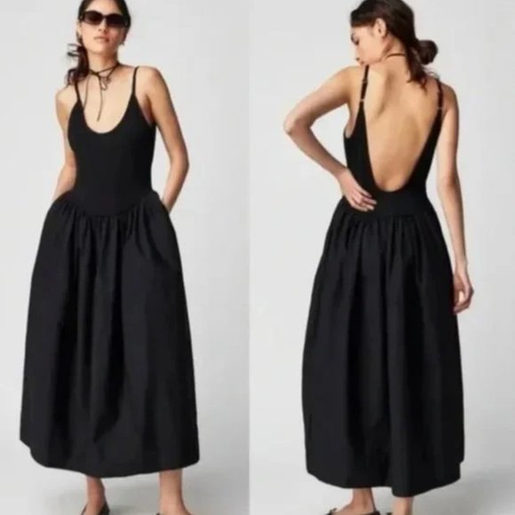 SOLD Free People Black Dylan Midi Dress Size L & XL Retail $128 - Picture 2 of 9